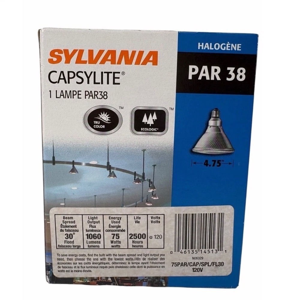 Sylvania Capsylite PAR38 Halogen Flood Bulb 75W 120V Lot 15 1060L 30 Deg N06329